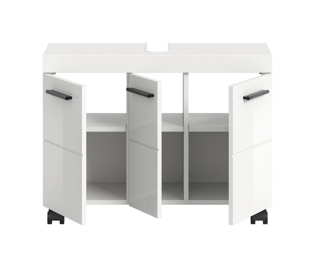 WASCHBECKENUNTERSCHRANK 80/58/30 cm  - Weiß Hochglanz/Schwarz, Trend, Holzwerkstoff/Kunststoff (80/58/30cm) - MID.YOU