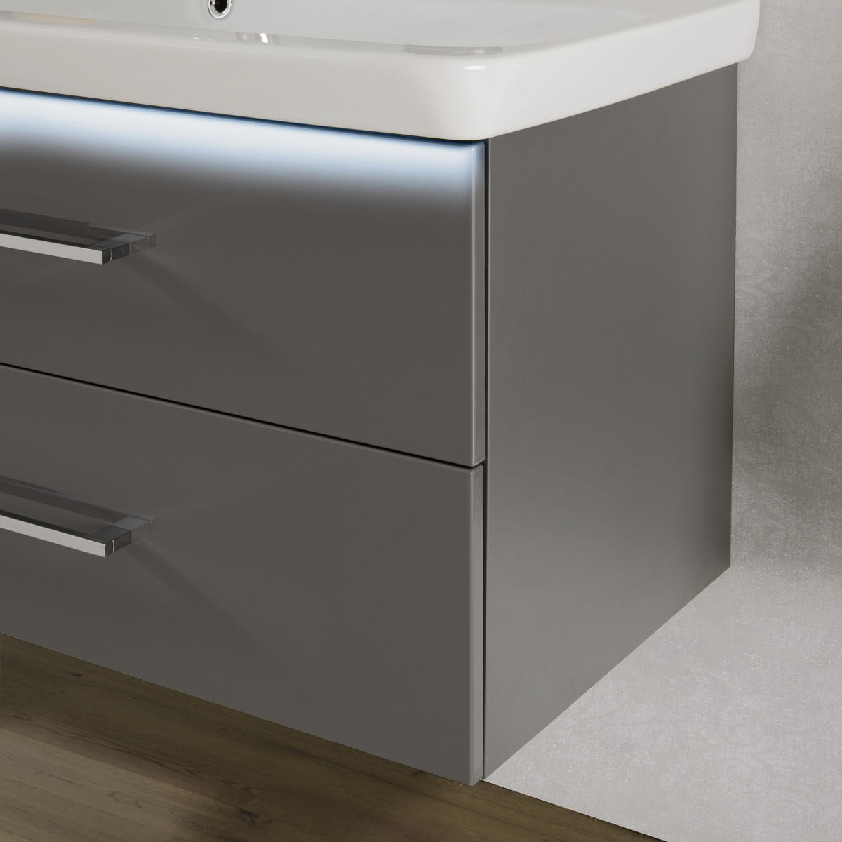 BADEZIMMER  in 107,5 cm  - Anthrazit/Weiß, MODERN, Glas/Keramik (107,5cm) - Voleo
