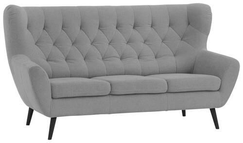 3-SITZER-SOFA in Webstoff Grau  - Schwarz/Grau, Design, Holz/Textil (187/101/95cm) - Stylife