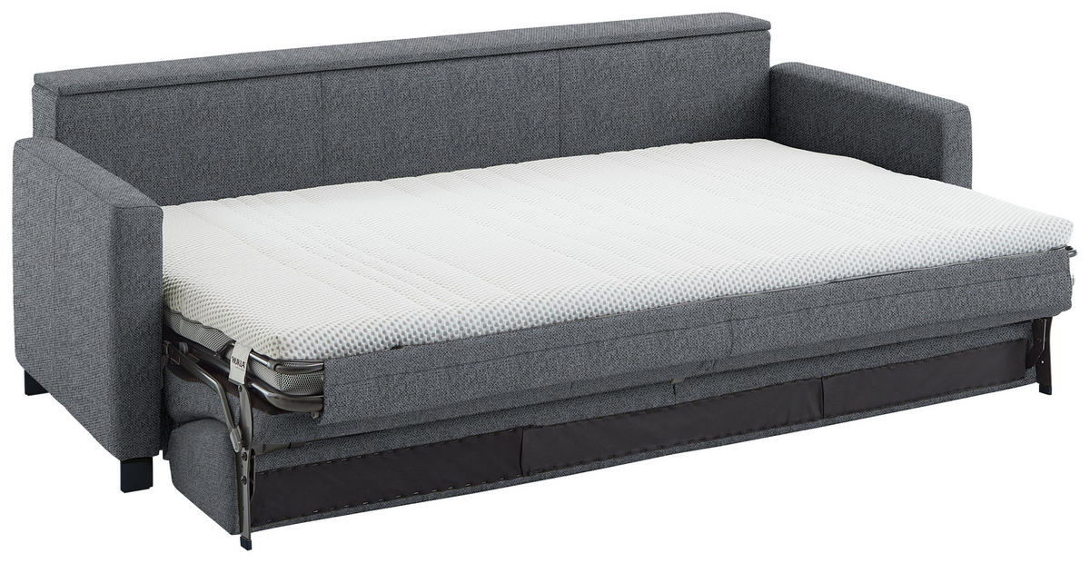 SCHLAFSOFA Flachgewebe Anthrazit haustierfreundlicher Bezug, Armteil rechts, Armteil links, Bettfunktion erhältlich, Schlafen auf Sitzhöhe, Stoffauswahl  - Anthrazit/Schwarz, Konventionell, Textil/Metall (232/77/116cm) - Dieter Knoll