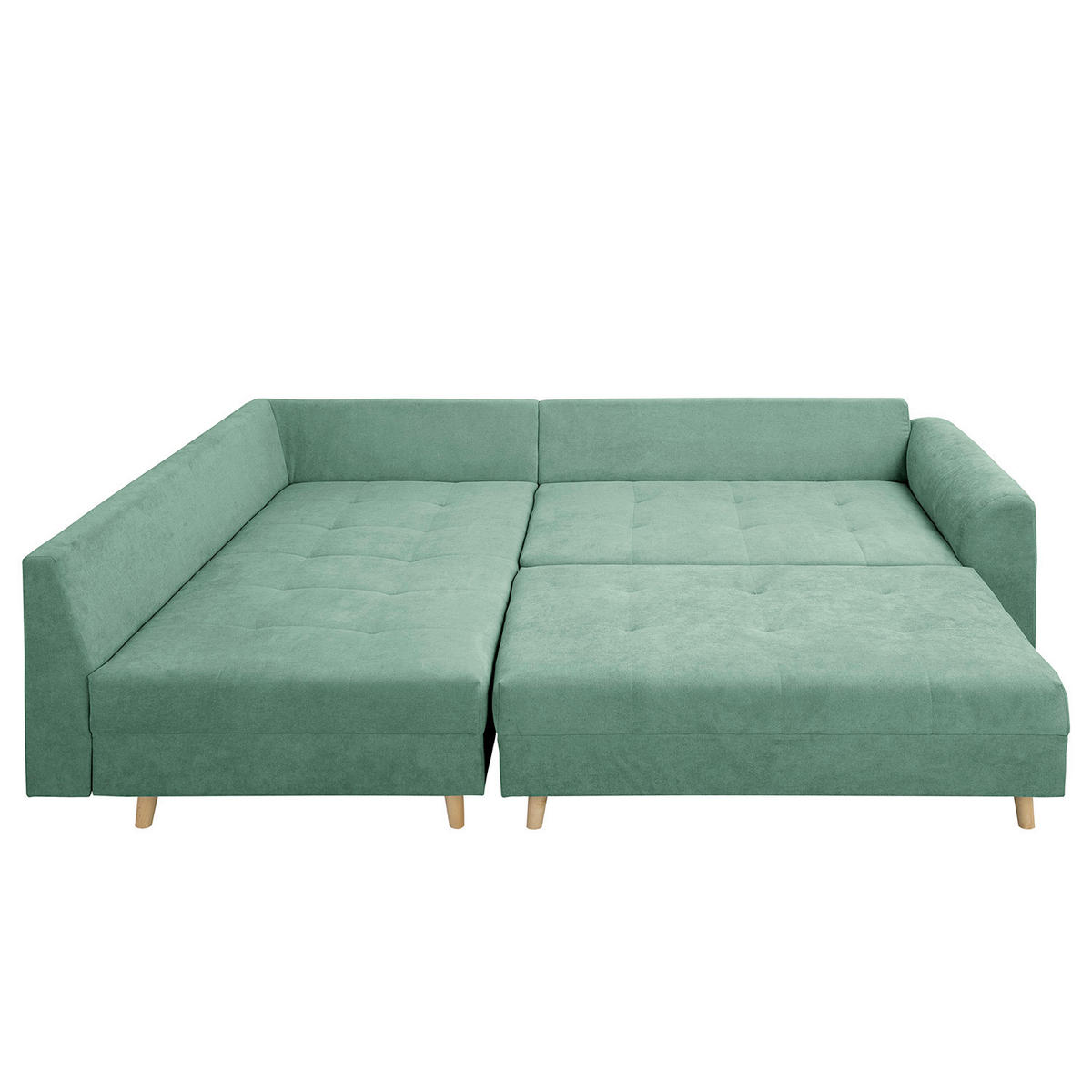 ECKSOFA inkl. Hocker Ariella in Mikrofaser Mintgrün  161/231 cm  - Naturfarben/Mintgrün, Design, Holz/Textil (161/231cm) - Livetastic