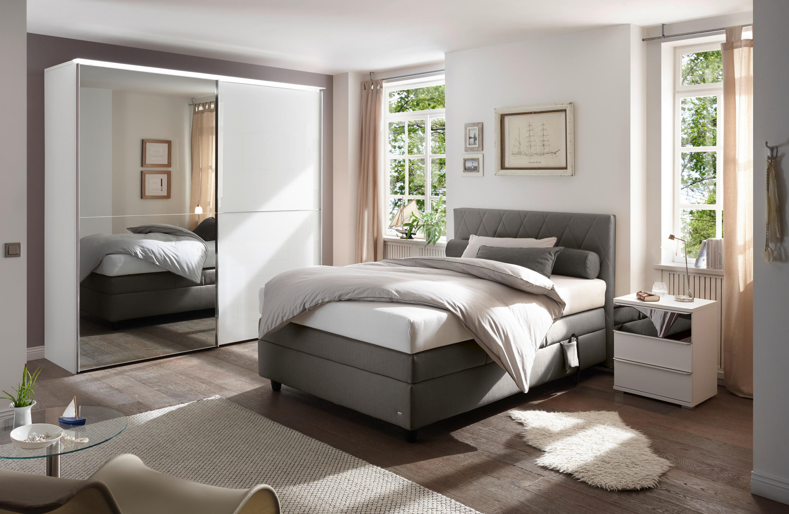 BOXSPRINGBETT 140/200 cm  in Dunkelgrau  - Dunkelgrau/Schwarz, KONVENTIONELL, Kunststoff/Textil (140/200cm) - RUF Betten