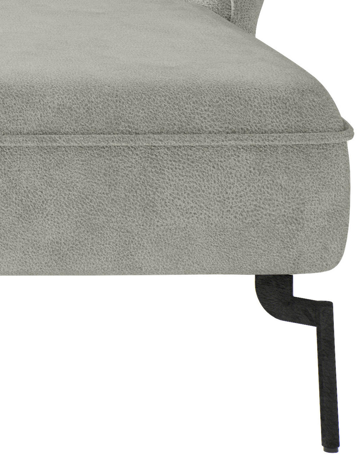 ECKSOFA in Flachgewebe Hellgrau  - Edelstahlfarben/Hellgrau, Design, Textil/Metall (265/185cm) - Livetastic