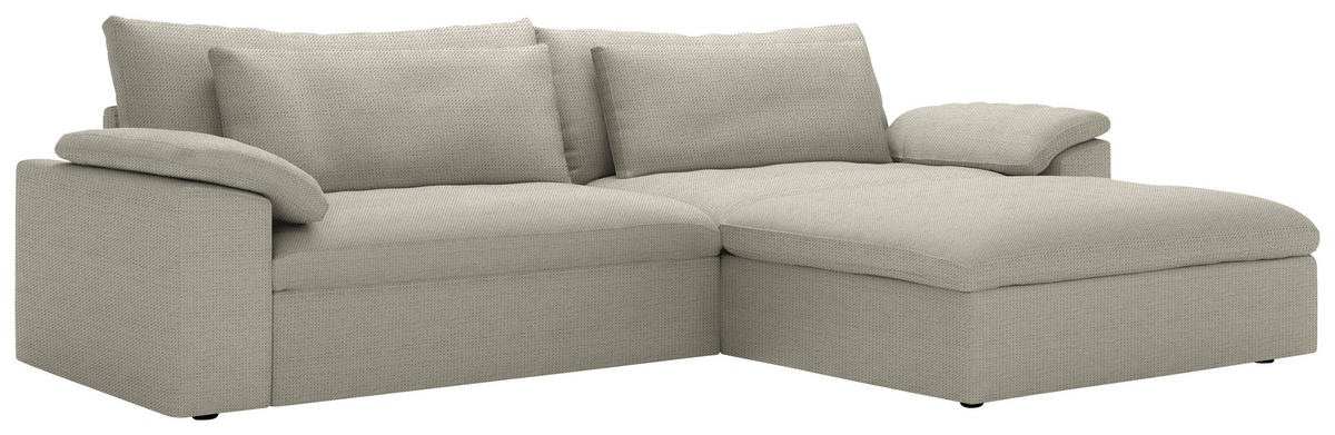ECKSOFA  Chenille Hellbraun  - Hellbraun/Schwarz, Modern, Kunststoff/Textil (306/198cm) - Carryhome