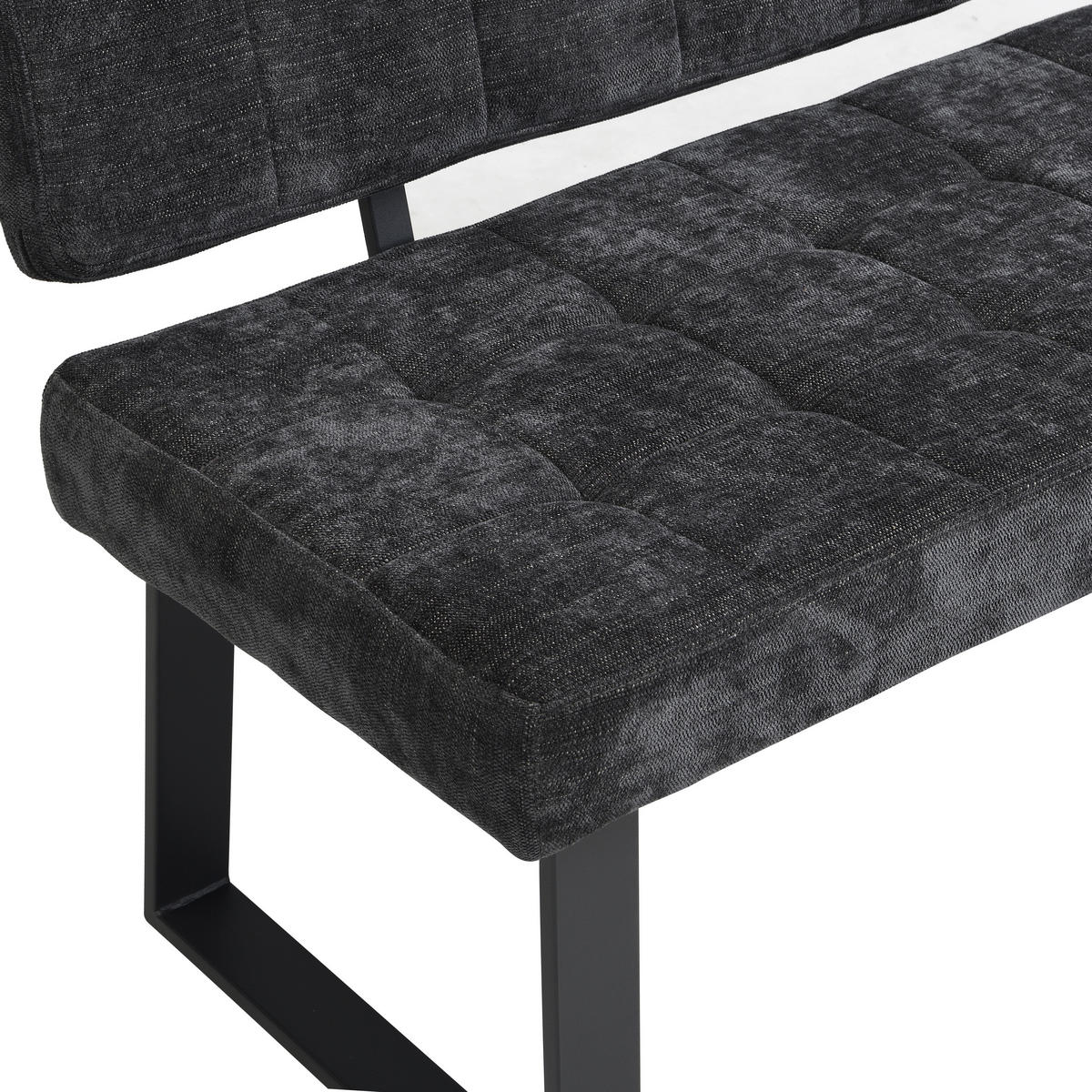 SITZBANK in Metall, Textil Dunkelgrau  - Dunkelgrau/Schwarz, MODERN, Textil/Metall (180/85/56cm) - Livetastic