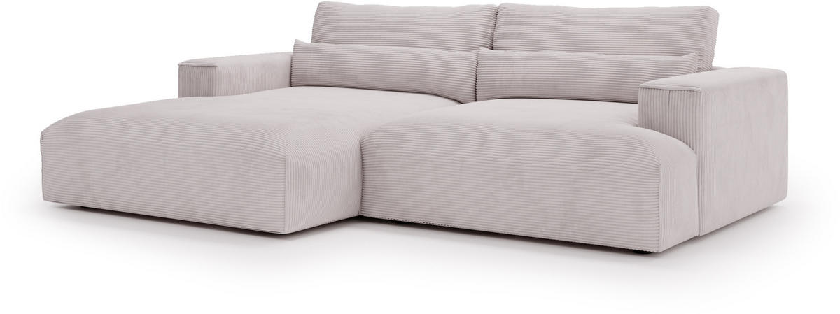 ECKSOFA Felicia Beige Cord  - Beige/Schwarz, Design, Kunststoff/Textil (187/267cm) - Stylife