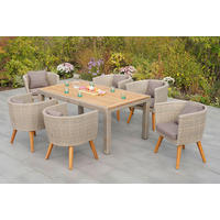 GARTENTISCHGRUPPE AkazieHartholz Aluminium  - Beige/Braun, KONVENTIONELL, Holz/Kunststoff - Gardenson