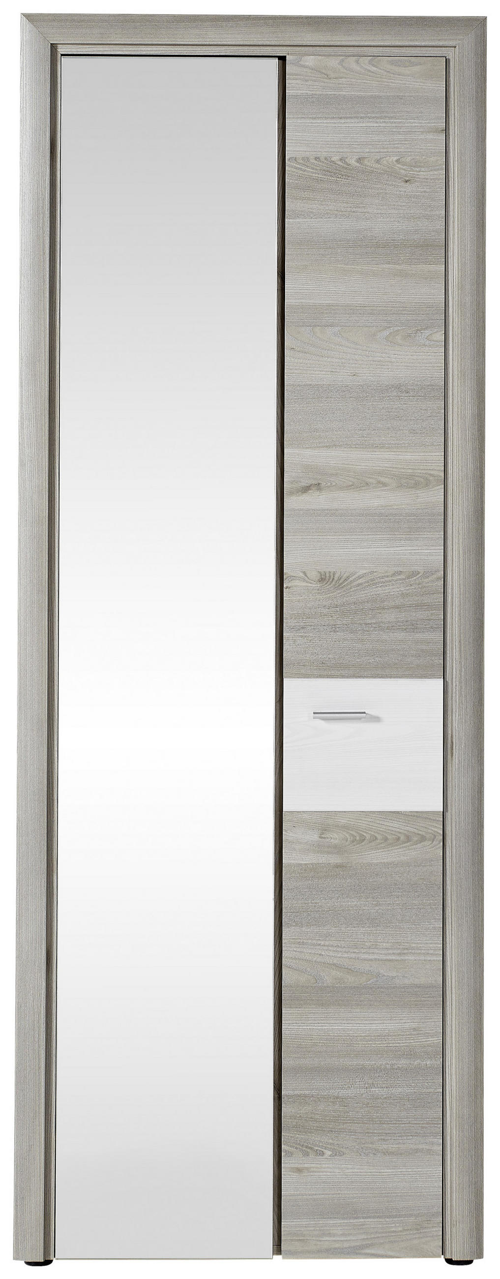 GARDEROBENSCHRANK Weiß, Silbereichenfarben, Lärchefarben - Silberfarben/Lärchefarben, KONVENTIONELL, Glas/Holzwerkstoff (75/201/38cm) - MID.YOU
