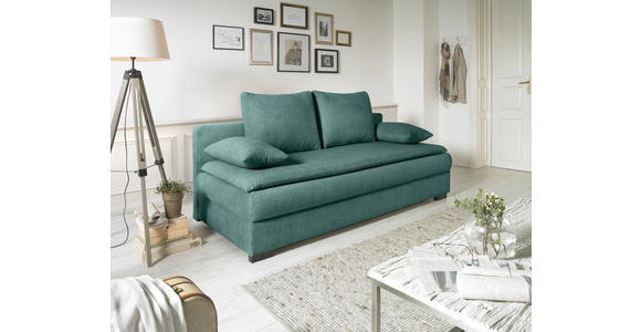 SCHLAFSOFA in Webstoff Türkis  - Türkis/Schwarz, KONVENTIONELL, Kunststoff/Textil (207/94cm) - Venda