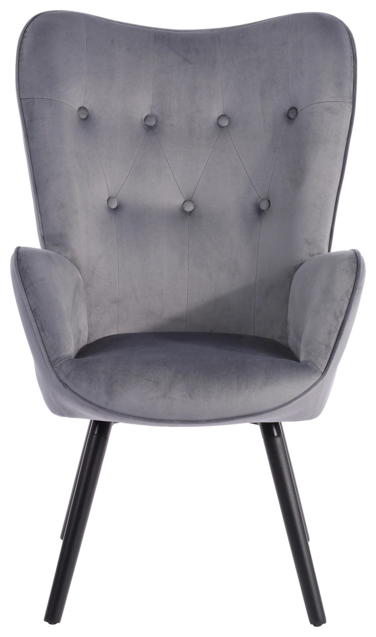 SESSEL Samt Grau    - Schwarz/Grau, Design, Holz/Textil (66/109/71cm) - Ti'me