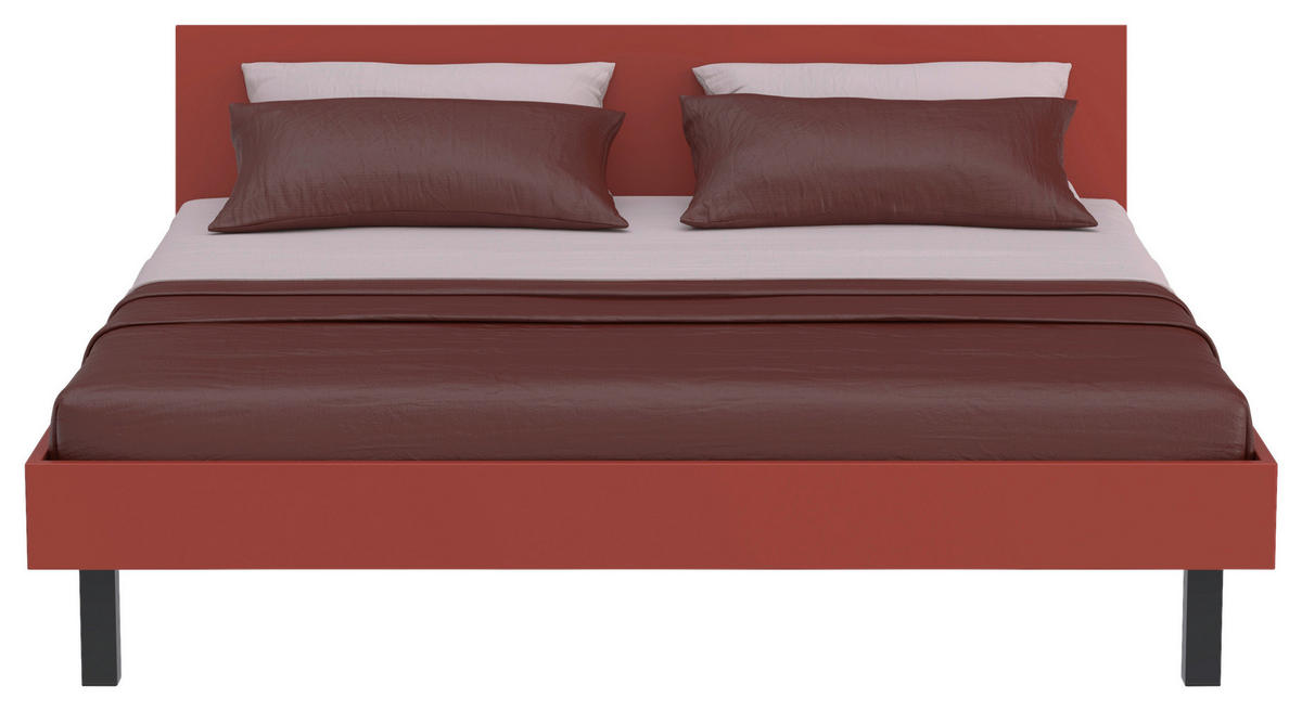 BETT 200/200 cm,  in Rot, Koralle  - Koralle/Rot, Design, Metall (200/200cm) - Xora
