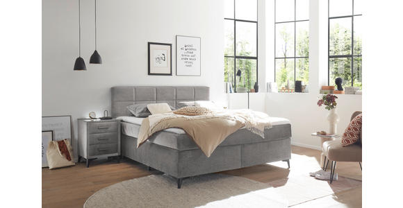 BOXSPRINGBETT 180/200 cm,  in Hellgrau  - Hellgrau/Schwarz, Design, Holzwerkstoff/Kunststoff (180/200cm) - Xora