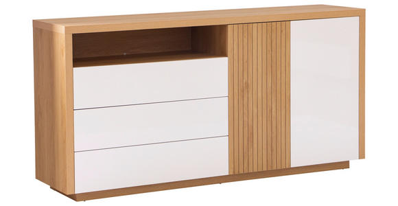 SIDEBOARD  in 162/82/40 cm  - Eichefarben/Weiß Hochglanz, KONVENTIONELL, Holzwerkstoff (162/82/40cm) - Xora