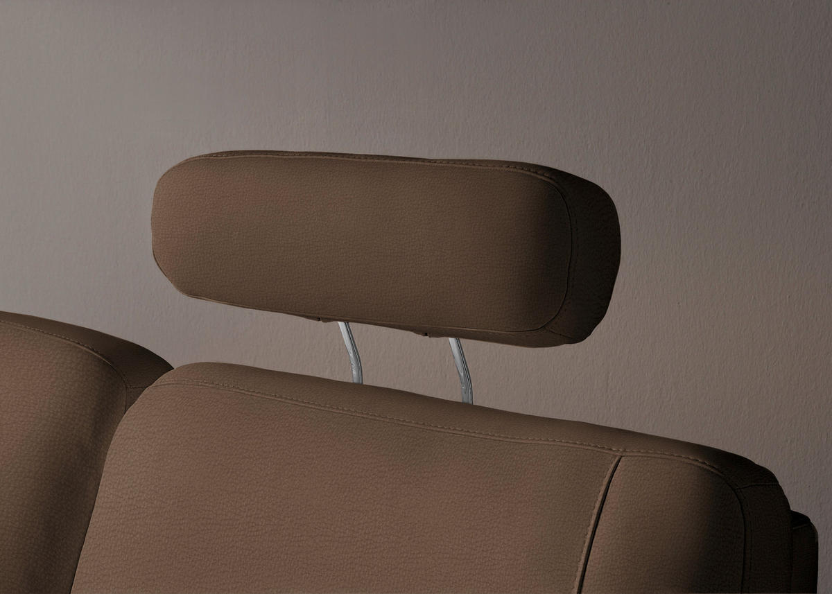 WOHNLANDSCHAFT  in Echtleder Graubraun  - Graubraun/Alufarben, KONVENTIONELL, Leder/Metall (239/329/165cm) - Beldomo Premium