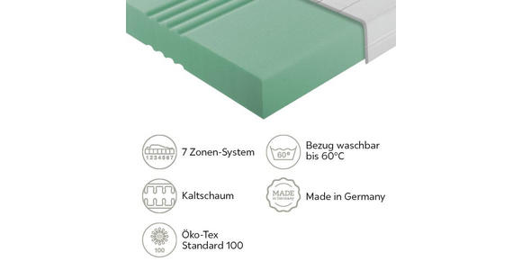 KALTSCHAUMMATRATZE 80/200 cm Höhe ca. 16 cm - Weiß, Basics, Textil (80/200cm) - Sleeptex