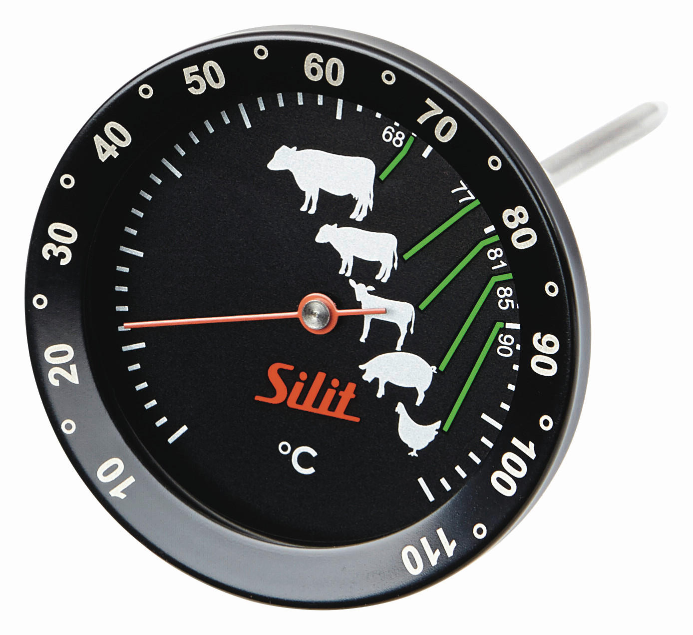 BRATENTHERMOMETER - Rot/Schwarz, Design, Glas/Metall (17/7/7cm) - Silit