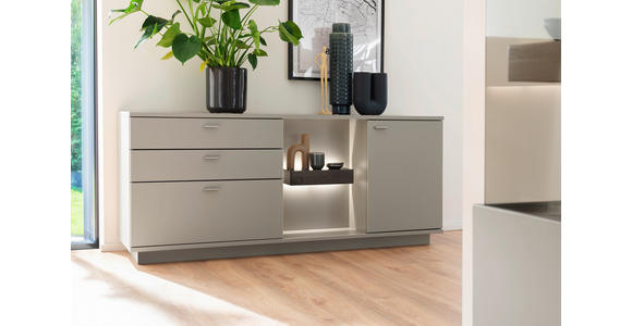 SIDEBOARD 180/77/44 cm in Grau, Eichefarben - Eichefarben/Grau, Design, Holzwerkstoff/Metall (180/77/44cm) - Novel