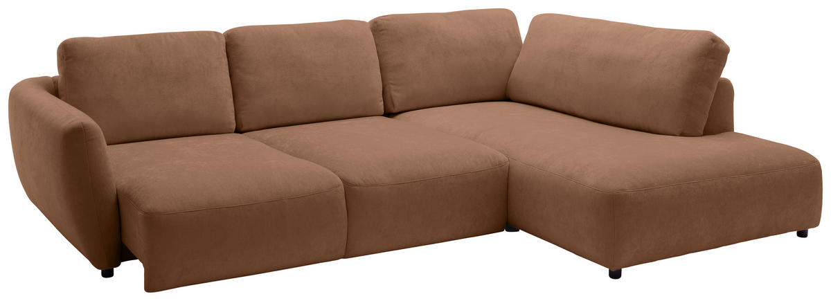 ECKSOFA  in Chenille Braun  307/224 cm  - Schwarz/Braun, KONVENTIONELL, Kunststoff/Textil (307/224cm) - Hom`in