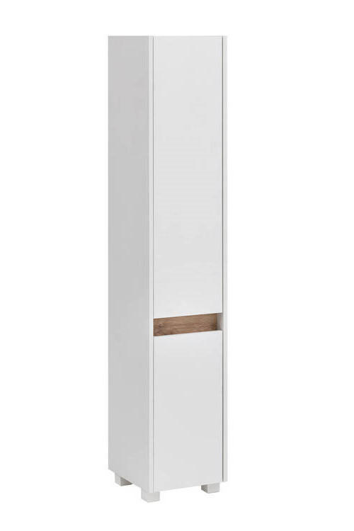 home24 Hochschrank Cosmo Weiß, Eiche 30.2x164.5x33 cm