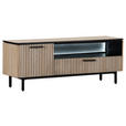 LOWBOARD  145/55/42 cm  - Eichefarben/Schwarz, Trend, Holzwerkstoff/Metall (145/55/42cm) - Carryhome