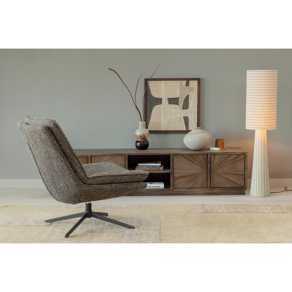 STEHLEUCHTE Loft 30/130/30 cm  - Naturfarben, Basics, Textil (30/130/30cm) - Collet's Monde