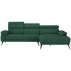 ECKSOFA Grün Velours  - Schwarz/Grün, Design, Textil/Metall (295/187cm) - Novel