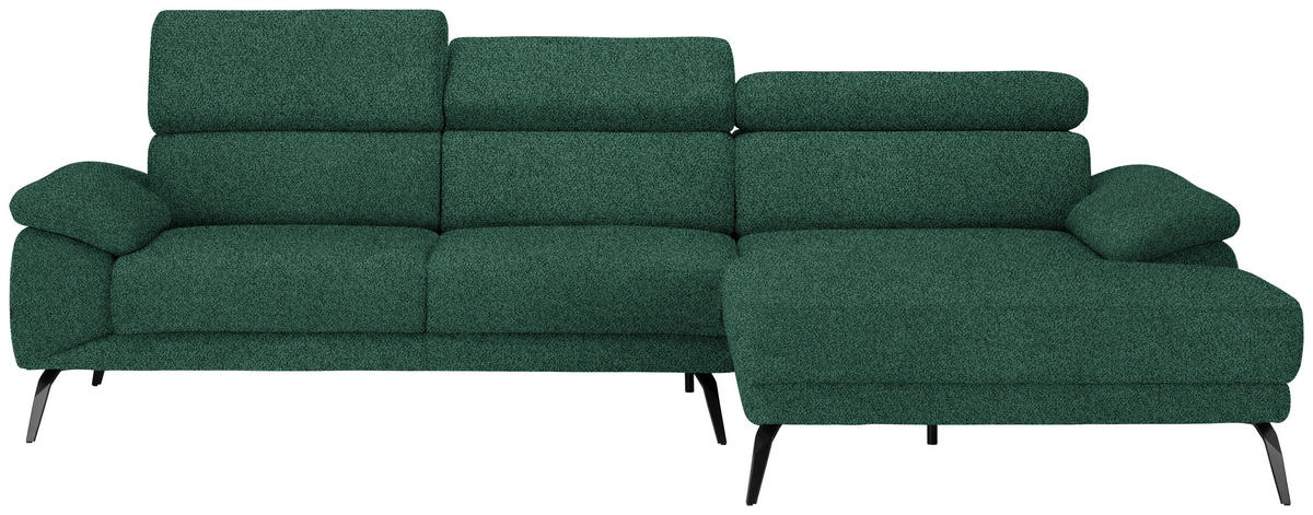 ECKSOFA in Velours Grün  - Schwarz/Grün, Design, Textil/Metall (295/187cm) - Novel