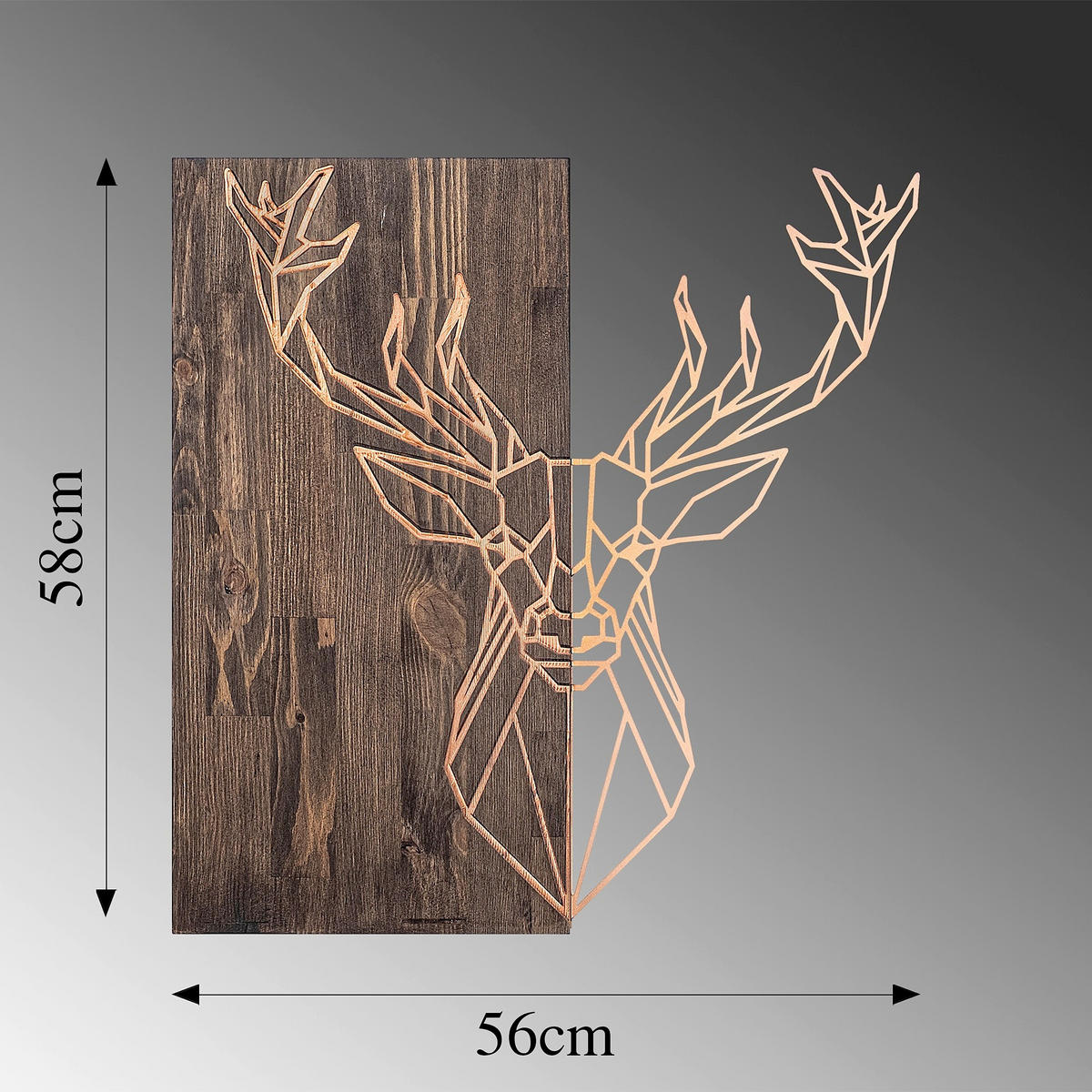 WANDDEKO Holz, Metall  - Walnussfarben, Basics, Holz/Metall (56/58cm) - X-Mas