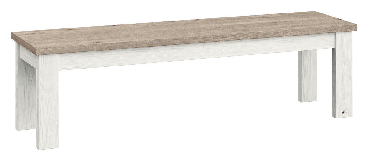 SITZBANK 160/45/43 cm Weiß, Eichefarben  - Eichefarben/Weiß, Design (160/45/43cm) - SetOne by Musterring