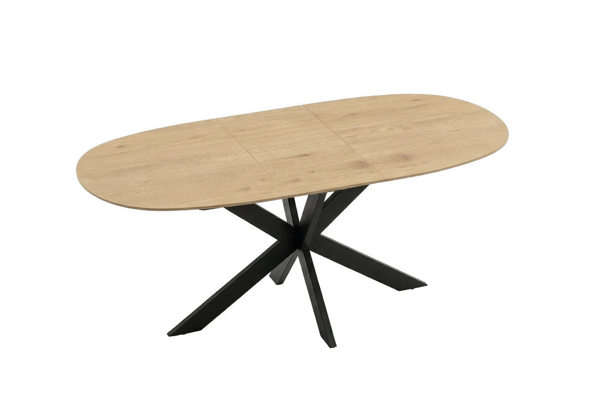 ESSTISCH 140/90/75 cm Nachbildung  Metall, Holzwerkstoff ausziehbar oval Eichefarben  - Eichefarben, MODERN, Holzwerkstoff/Metall (140/90/75cm) - MID.YOU