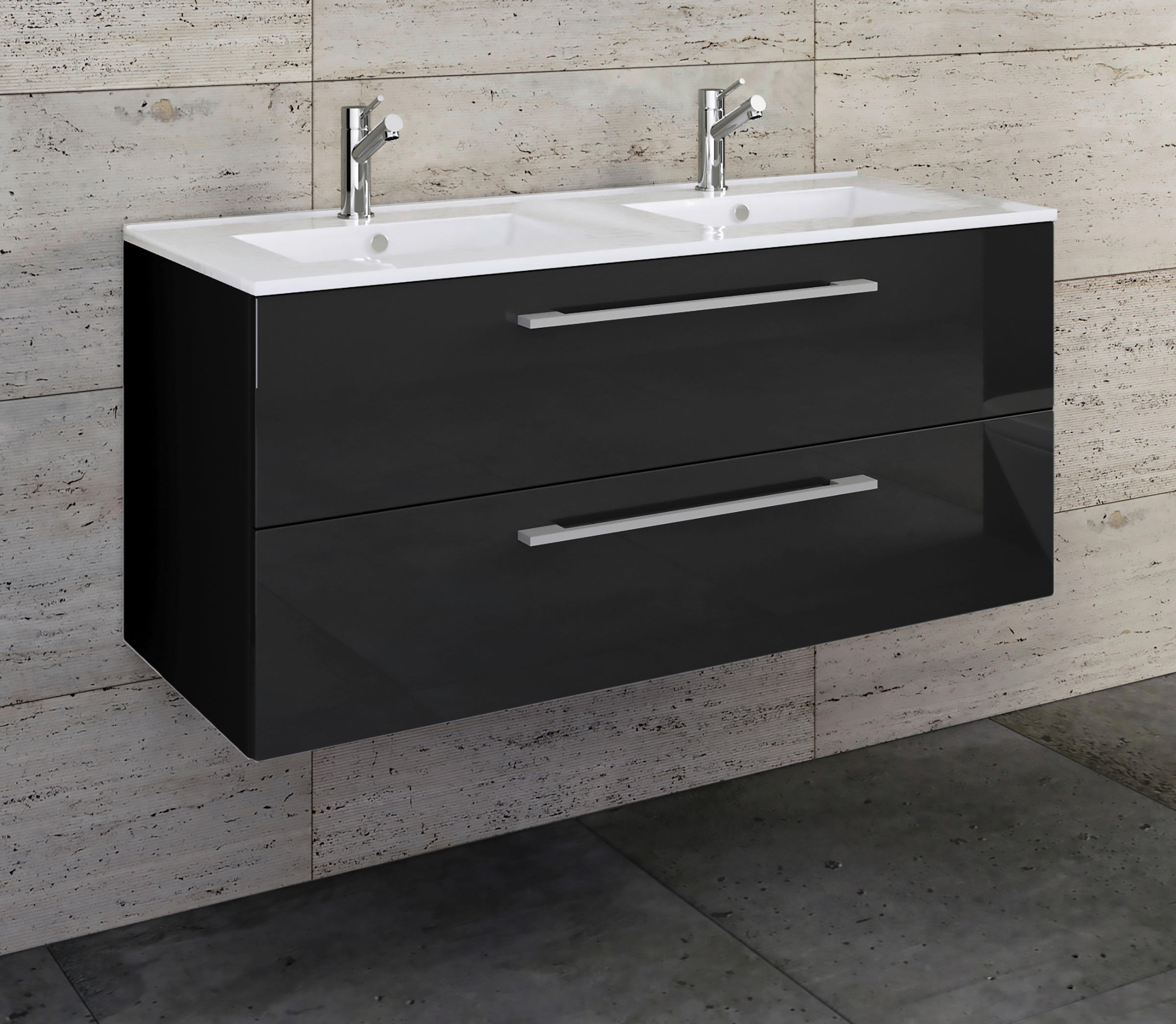 WASCHTISCHKOMBI 111 cm  - Schwarz/Weiß, MODERN, Keramik/Holzwerkstoff (111cm) - MID.YOU