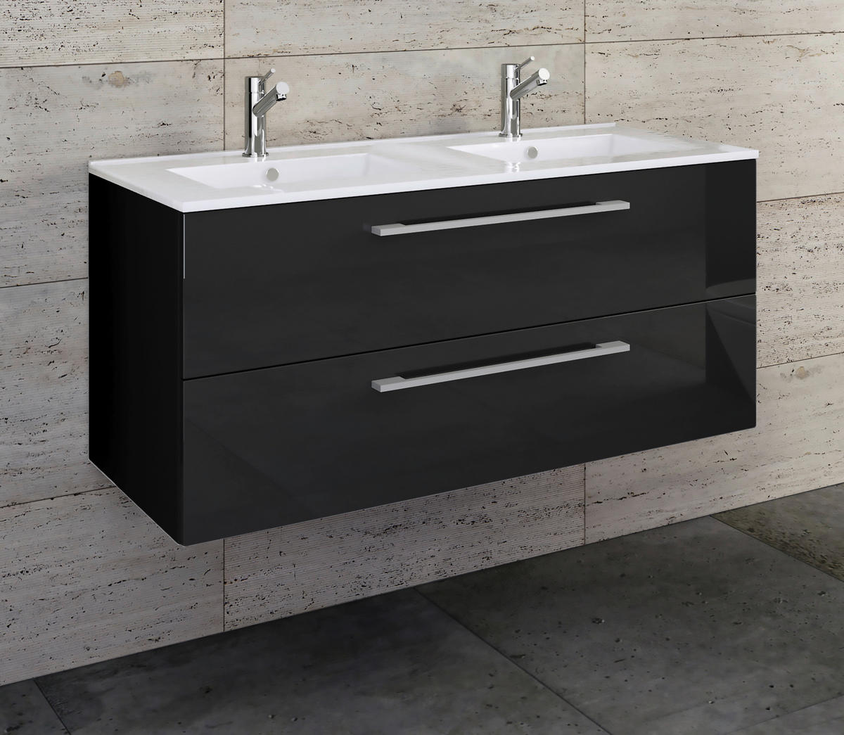 BADEZIMMER  in 112 cm  - Schwarz/Weiß, MODERN, Keramik/Holzwerkstoff (112cm) - MID.YOU