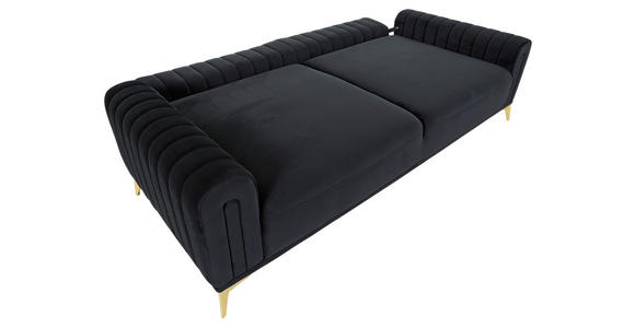 BIGSOFA in Samt Schwarz  - Goldfarben/Schwarz, Trend, Textil/Metall (235/90/100cm) - Carryhome