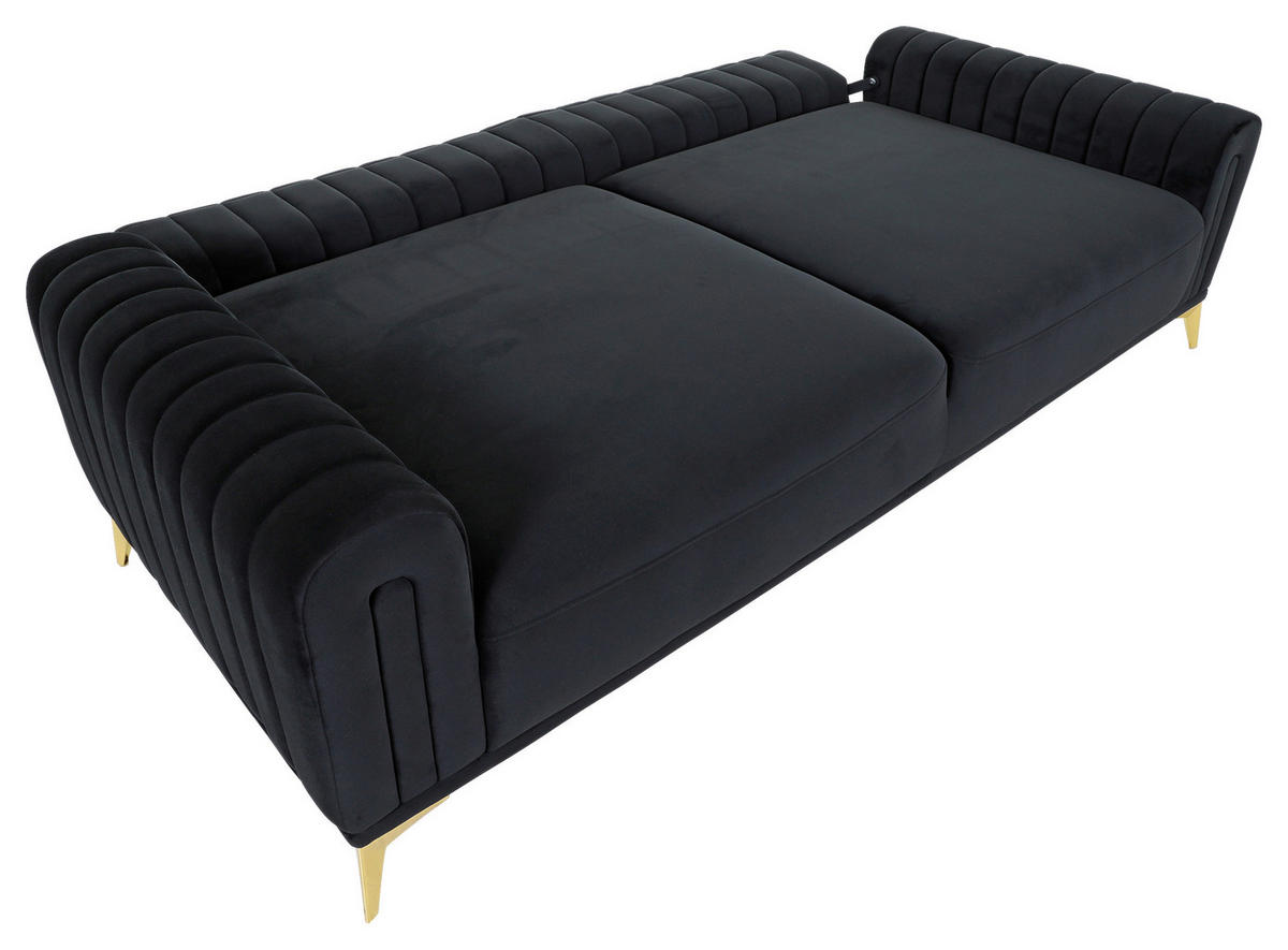 BIGSOFA in Samt Schwarz  - Goldfarben/Multicolor, Trend, Textil/Metall (235/90/100cm) - Carryhome