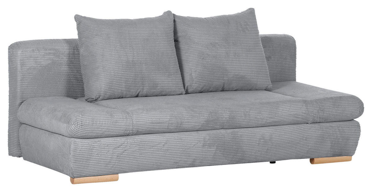 SCHLAFSOFA Cord Hellgrau  - Hellgrau/Naturfarben, KONVENTIONELL, Holz/Textil (200/75/92cm) - home24