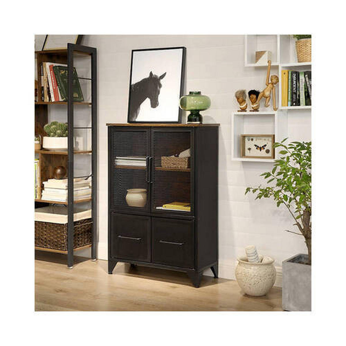 KOMMODE Braun, Schwarz  70/100/33 cm  - Schwarz/Braun, Trend, Holzwerkstoff/Metall (70/100/33cm) - Boxxx