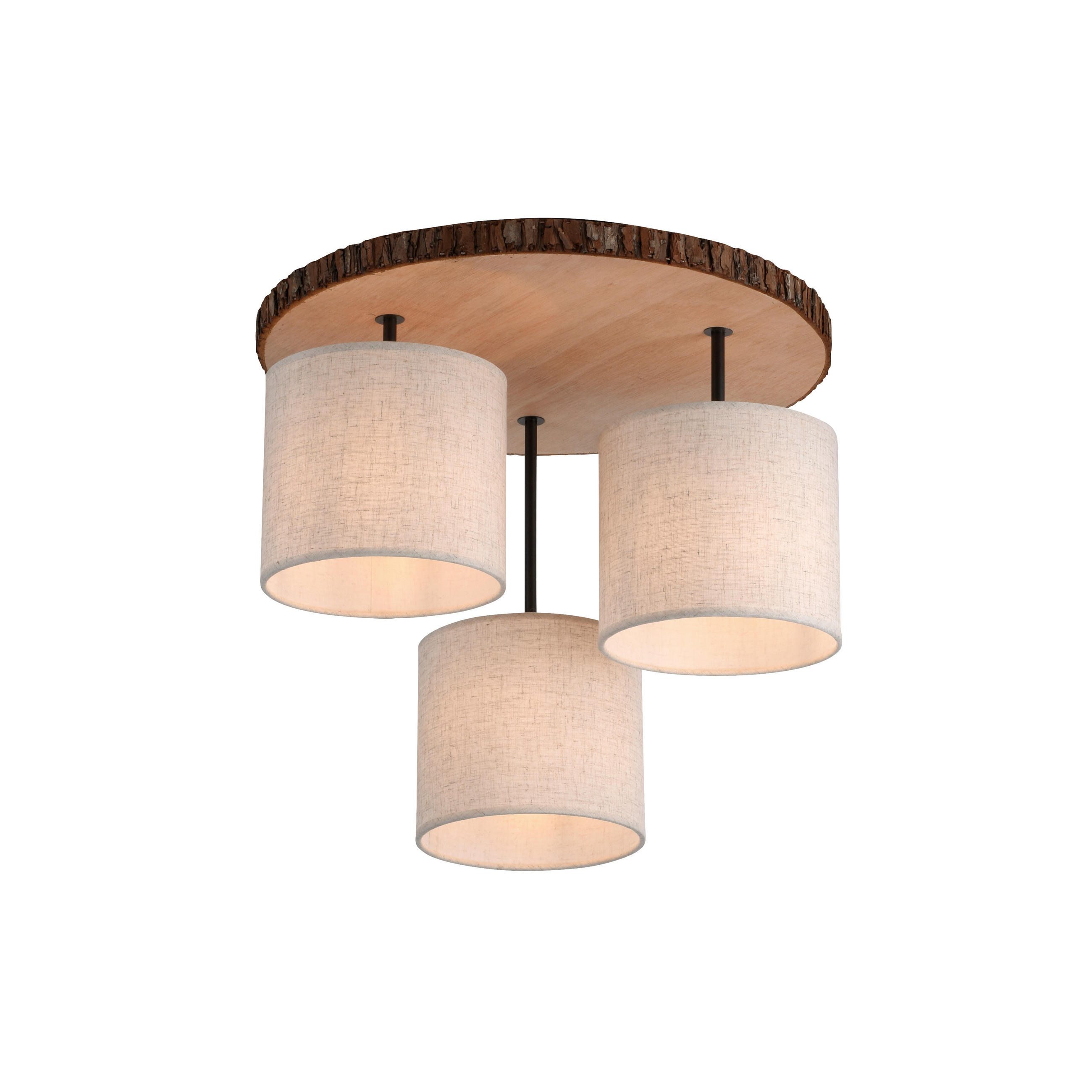 Deckenleuchte Bark Ø 50 cm 3-Flammig Holz Rund