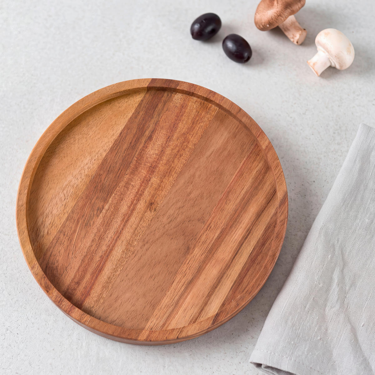 SALATSCHÜSSEL   - Klar/Akaziefarben, Design, Glas/Holz - Ambia Home
