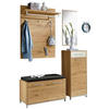 GARDEROBE 5-teilig  in 140/195/40 cm  - Eichefarben/Anthrazit, Design, Glas/Holz (140/195/40cm)