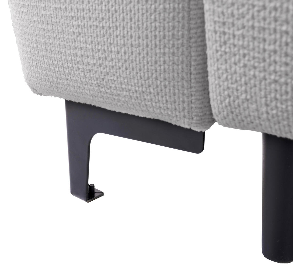 ECKSOFA Moli Grau Mikrofaser  - Schwarz/Grau, Design, Textil/Metall (236/148cm) - MID.YOU