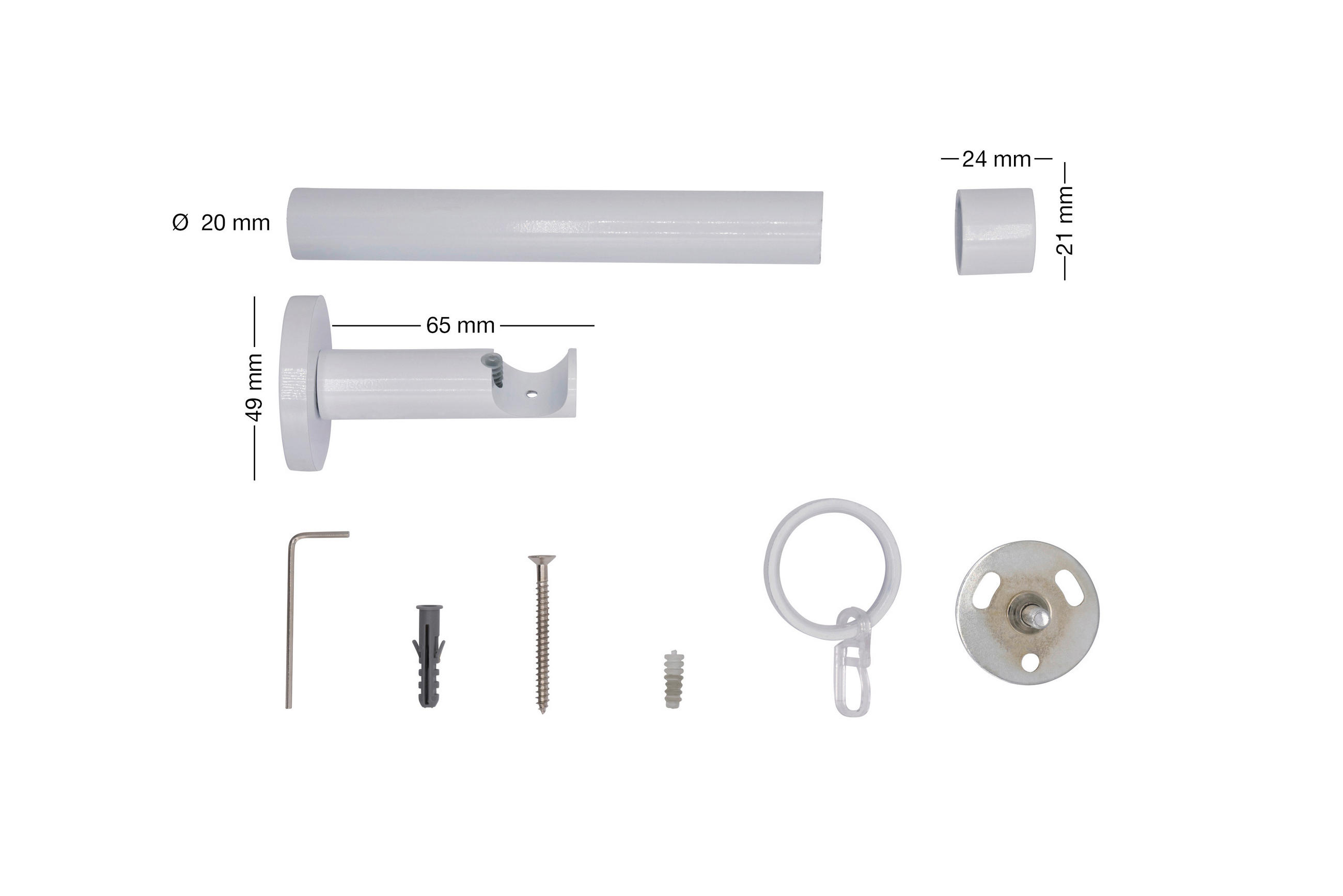 VORHANGSTANGENSET 160 cm  - Weiß, Basics, Metall (160cm)