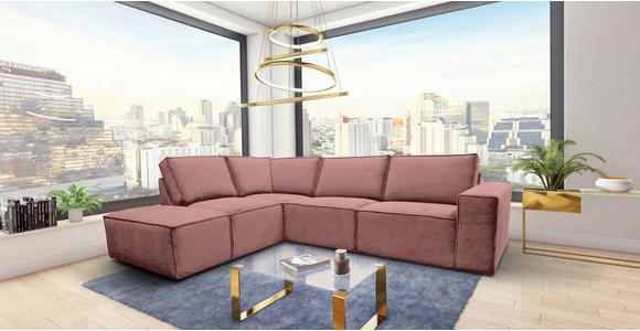 ECKSOFA Rosa Chenille  - Schwarz/Rosa, KONVENTIONELL, Kunststoff/Textil (212/275cm) - Carryhome