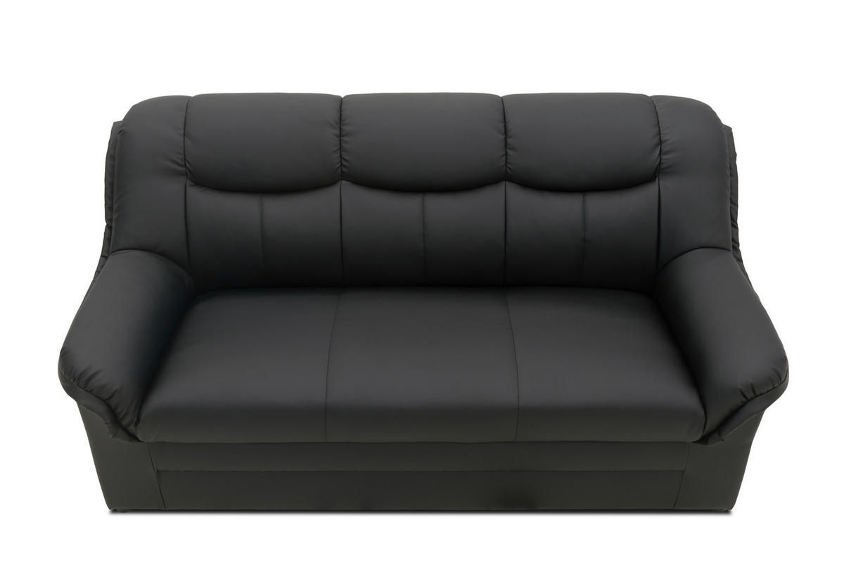 3-SITZER-SOFA BERLIN FK Lederlook Schwarz  - Schwarz, KONVENTIONELL, Kunststoff/Textil (178/89/90cm) - MID.YOU