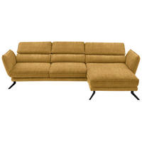 ECKSOFA in Velours Currygelb  - Currygelb/Schwarz, Design, Textil/Metall (283/153cm) - Valdera