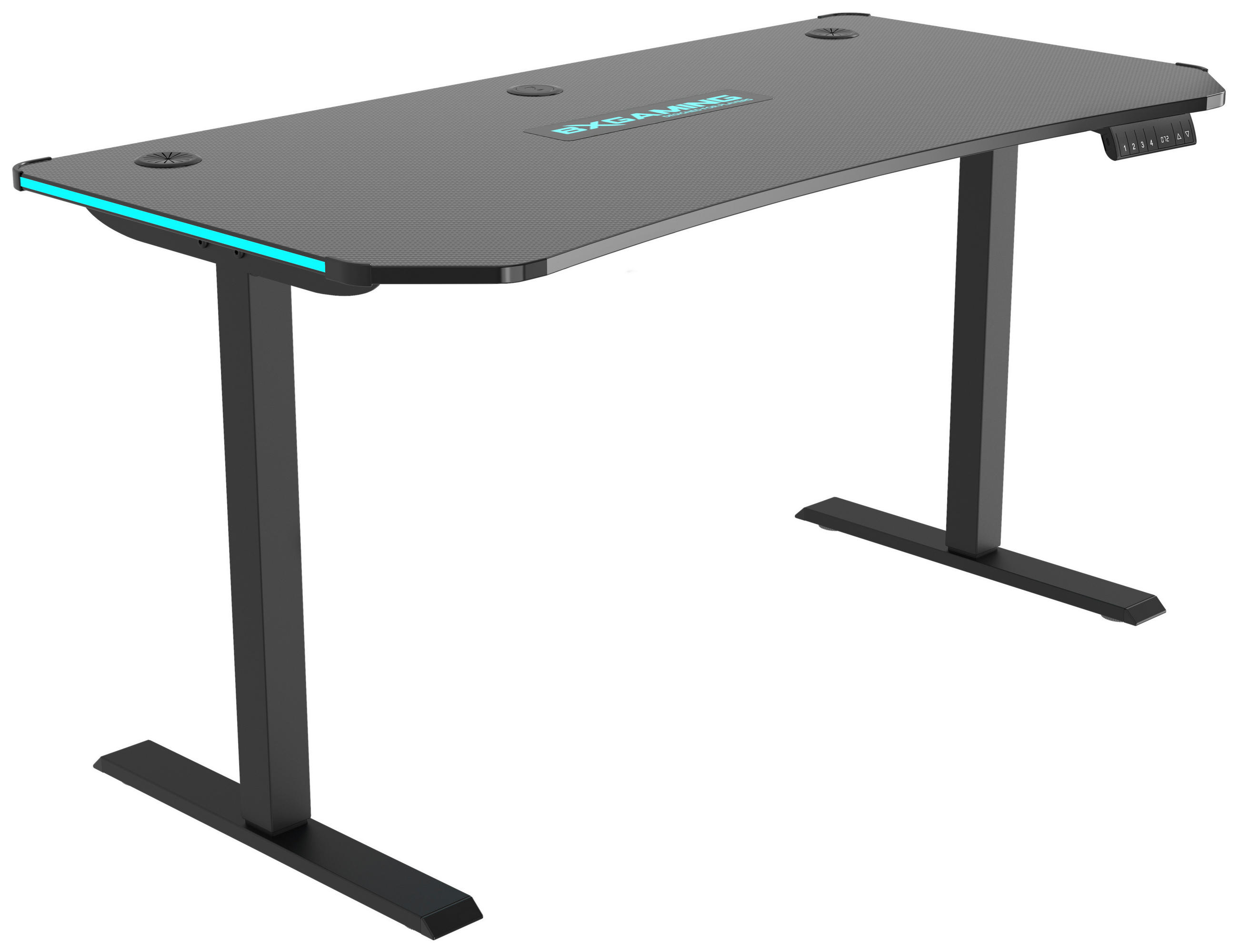 GAMER ASZTAL állítható magasság, memóriakapcsoló  - fekete, Design, műanyag/faalapú anyag (140/73-118 cm/70cm) - BX Gaming