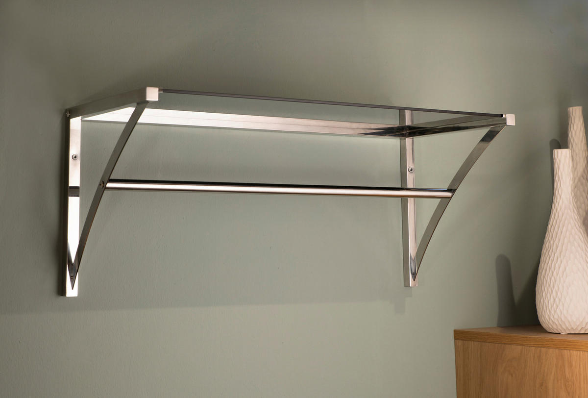 WANDGARDEROBE  in Schwarz, Edelstahlfarben  - Edelstahlfarben/Schwarz, Design, Glas/Metall (70/30/30cm)