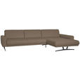 ECKSOFA in Echtleder Greige  - Greige/Anthrazit, KONVENTIONELL, Leder/Metall (324/182cm) - Ambiente