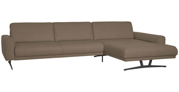 ECKSOFA in Echtleder Greige  - Greige/Anthrazit, KONVENTIONELL, Leder/Metall (324/182cm) - Ambiente