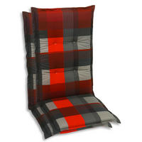 SESSELAUFLAGENSET Karo  - Dunkelgrau/Rot, Basics, Textil (50/7/108cm)