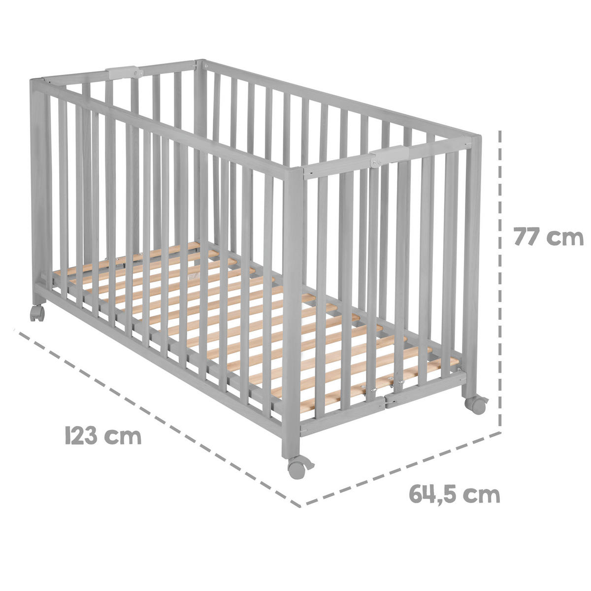 GITTERBETT Fold Up 123/64,5/77 cm  - Taupe, KONVENTIONELL, Holzwerkstoff (123/64,5/77cm) - Roba